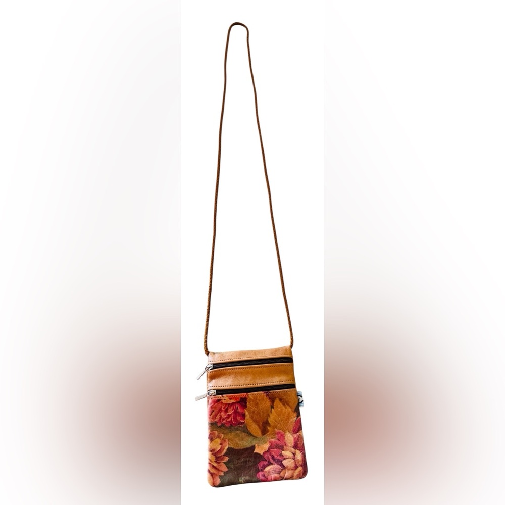 Genuine Leather Crossbody Bag Floral Print Y2K Boho Hippie Cottagecore Preppy